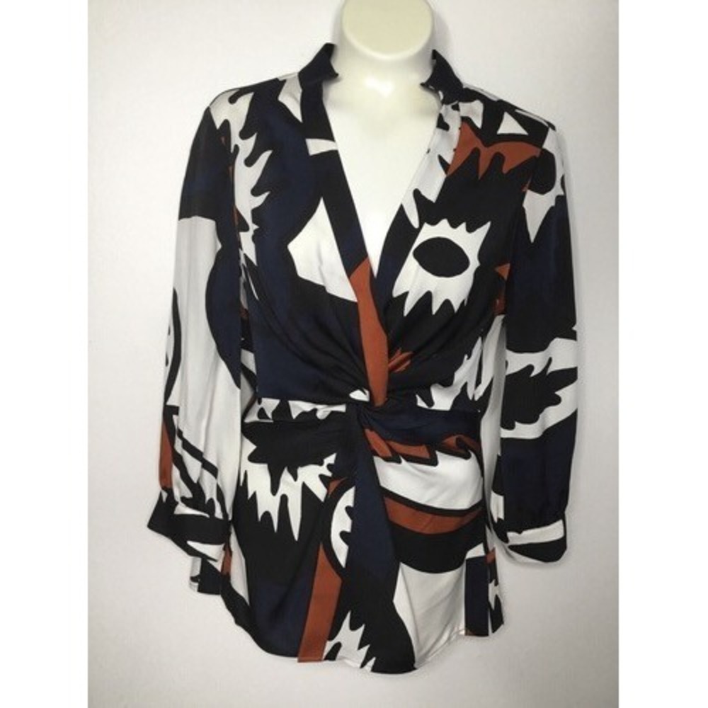 Diane Von Furstenberg DVF Nadina Long Sleeve Twist Front Blouse Women 0/XS China